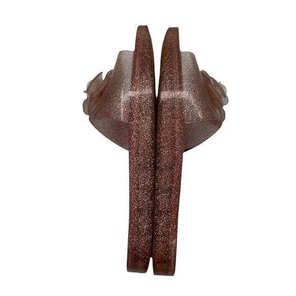 Kate Spade Pink Glitter Floral Jelly Slide Sandals Size 10 Women's - Picture 5 of 9